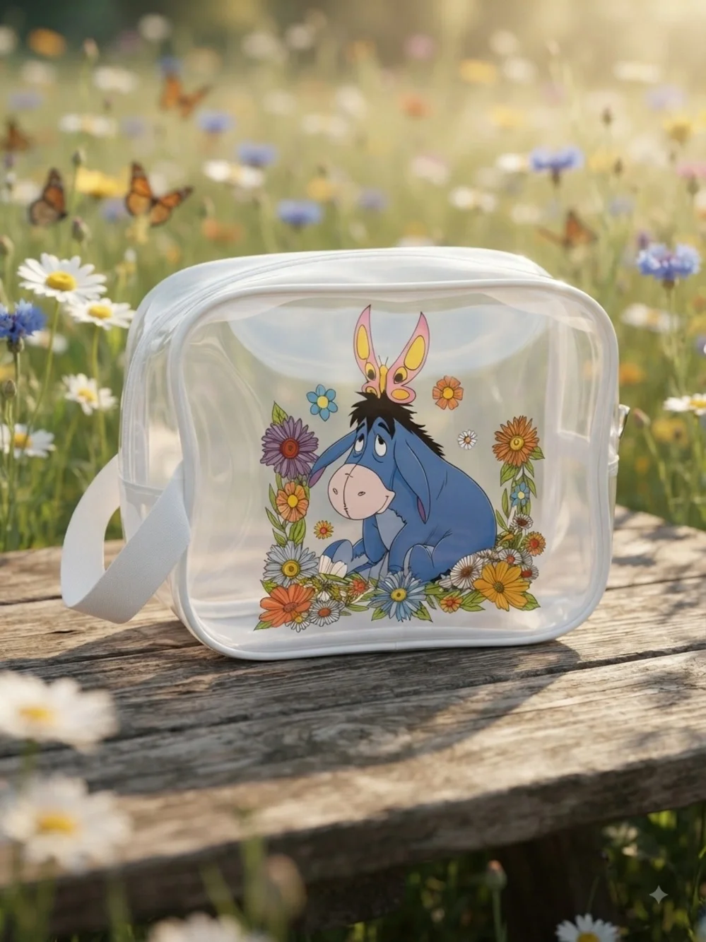Clear Kids cosmetic Bag with Eeyore Floral Print